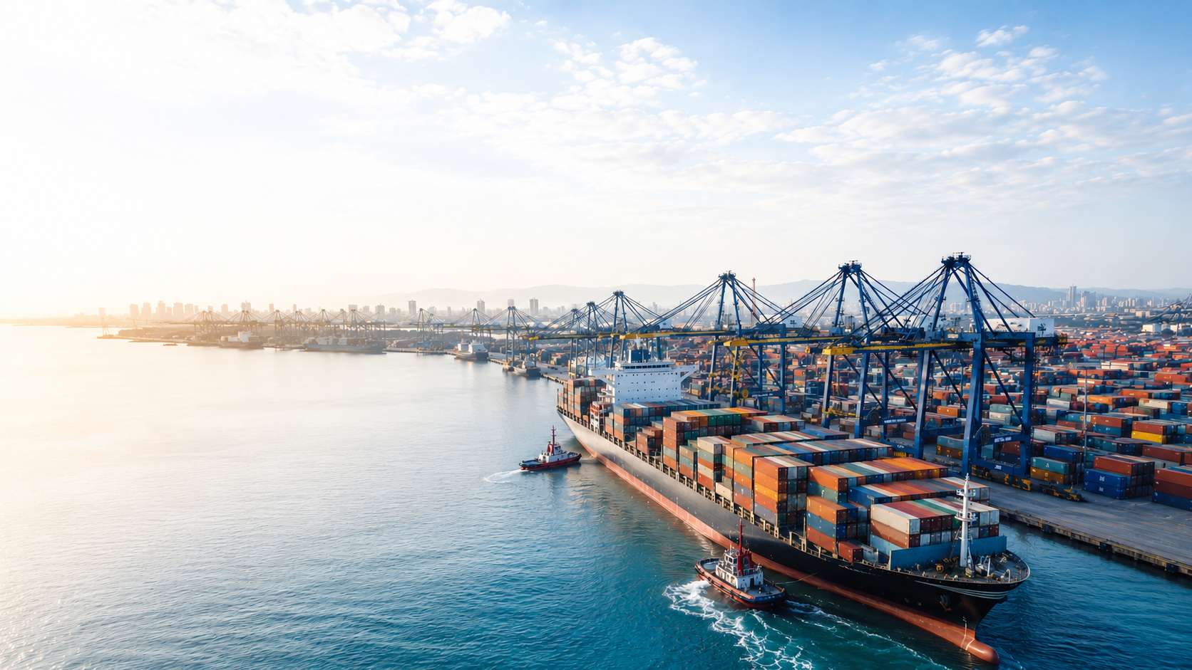 Container ship sailing across the ocean